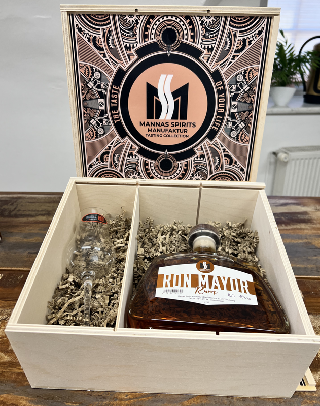 Erlebe den Geschmack der mit Mayor Ron Spirits Manufaktur Unsere Rum-Geschenkbox Manna´s Karibik: –
